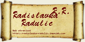 Radislavka Radulić vizit kartica